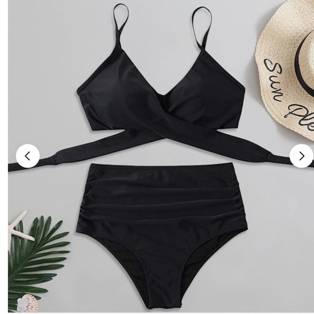 Women Cross Wrap Halter Bikini Set High Waisted Push Up Two Piece Swimsuits - Picture 3 of 4